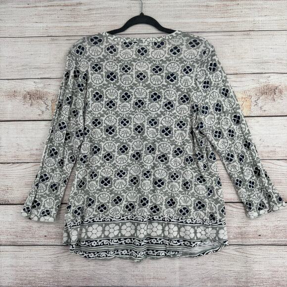 Lot of 2 Lucky Brand Floral Blouses Womens XL Black White Long Sleeve - Picture 3 of 16